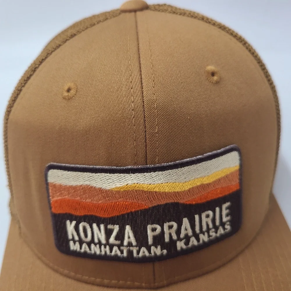 Konza Prairie Hat Fitted (Seems S-M) Mesh Brown Patch Kansas Biological Station